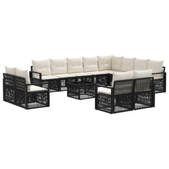 vidaXL Conjunto De Sof&aacute;s De Jard&iacute;n 13 Pcs Negro Rat&aacute;n Sint&eacute;tico Vidaxl