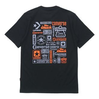 Converse Mens Converse Logo Printing Casual Short Sleeve Black 10018868-001
