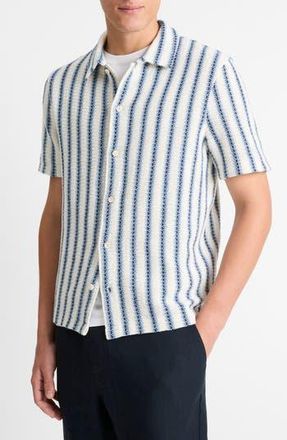 Vince Classic Fit Short Sleeve Button-Up Shirt in Cabo Blue Combo at Nordstrom Rack, Size Large
