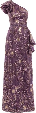 Saiid Kobeisy Ruffle Embroidered Long Dress