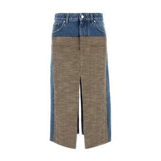 Stella McCartney Denim Maxi Rok met Achtersplit - Dames - Spijkerrokken - Blauw - M - Denim - Rokken