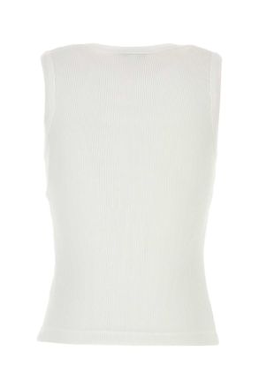A Gold E Ribbed Cotton-Lyocell Blend Tank Top - White