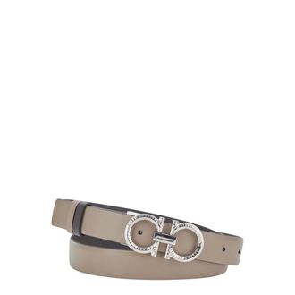 Ferragamo Accessoires, Dames, Bruin, 90 CM, Leer, Nieuwe Gancini Bright Riem