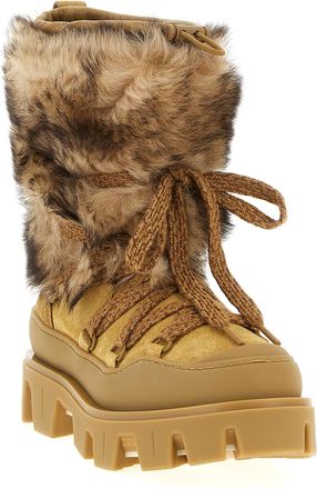 Moncler Womens Brown Calfskin Flat Boots