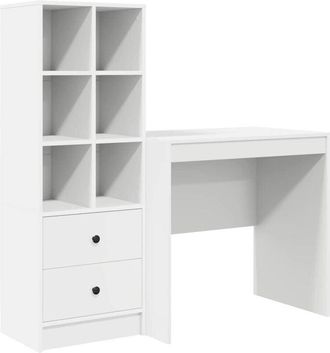 vidaXL Escritorio con almacenamiento 2 pcs Blanco Madera contrachapada vidaXL