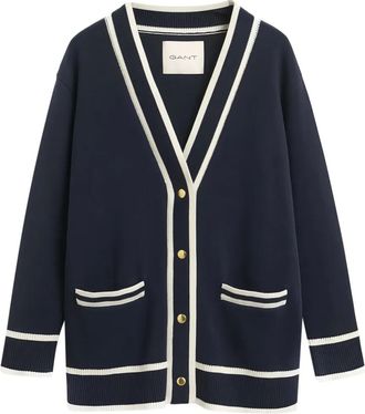 GANT Gebreid vest met contrast - Blauw