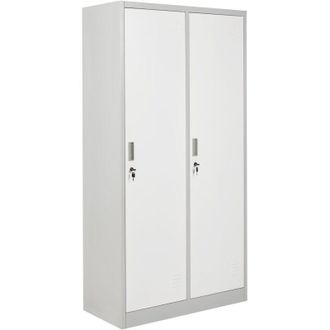 Beliani Taquilla Con Dos Puertas De Metal Para Guardar Ropa De Gimnasio Colegio Blanco/gris Athlete
