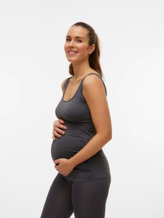 Mama Licious Umstandstop MAMALICIOUS MLHEAL TANK TOP NOOS A., Damen, asphalt, Jersey, Obermaterial: 74% Nylon, 21% Polyamid, 5% Elasthan, unifarben, sehr figurbeto