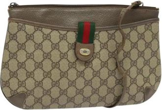 Gucci Pre-owned Leather gucci-bags - Dames - Vintage Schoudertas - Beige - ONE Size - Leer - Vintage