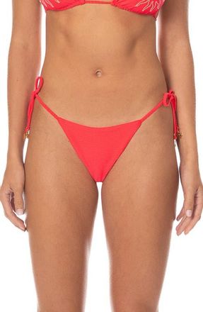 Maaji Sunset Punch Sunflash Side Tie Bikini Bottoms in Bright Red at Nordstrom, Size Medium