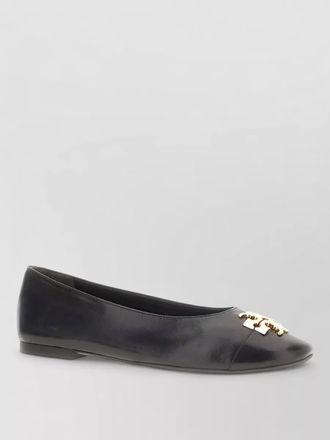 Tory Burch leather ballerina flats cap toe metallic