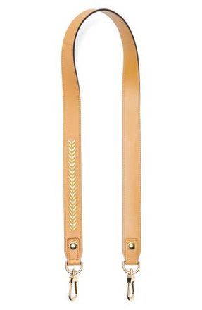 Longchamp Metallic Embroidered Leather Shoulder Strap in Honey at Nordstrom Rack