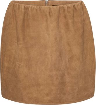 Rotate Mini Suede Leren Rok - Dames - Leren & Su&egrave;de rokken - Bruin - M - Leer - Rokken