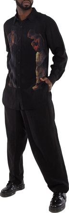 Yohji Yamamoto Art-Print Panelled Shirt, Brand Size 2 (Medium)