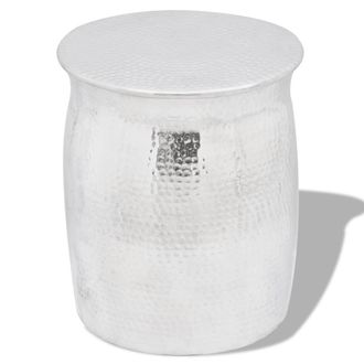 vidaXL Vidaxl - Sgabello/tavolino Laterale In Alluminio Battuto Argento