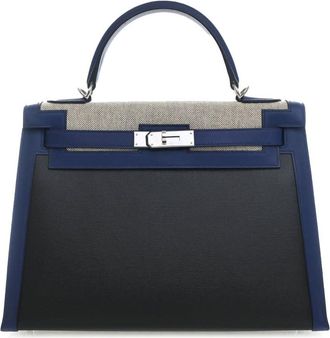 Herm&egrave;s Pre-owned Hermes Tricolor Swift and Toile H Berline Kelly II Sellier 32 Ladies XUOGIE77KDKWYDC8