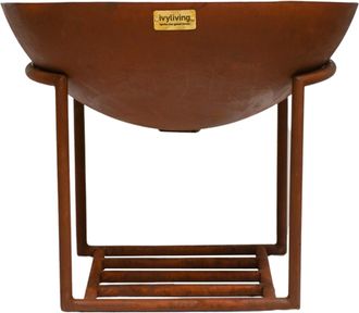 Ivyline Outdoor Cast Iron Fire Pit on Stand in Rust H45Cm W56Cm