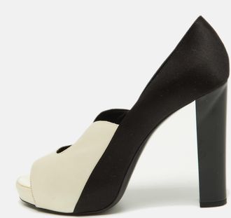 Pierre Hardy White/black Satin Peep Toe Pumps