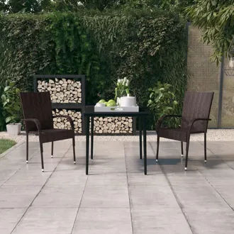 vidaXL Juego De Comedor De Jard&iacute;n 3 Piezas Marr&oacute;n Y Negro Vidaxl