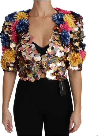 Dolce & Gabbana Enchanted Sicily Kristal-Versierde Korte Jas - Dames - Zomerjassen - Veelkleurig - 2XS - Leer - Jassen