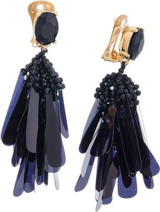 Oscar De La Renta Long Sequined Earrings