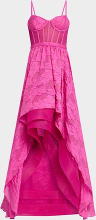 Bcbgmaxazria High-Low Fil Coupe Corset Gown