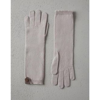 Brunello Cucinelli Pale Long Knit Gloves, Size Medium