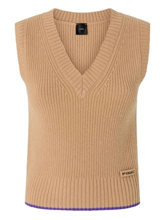 Pinko V-neck waistcoat - Brown