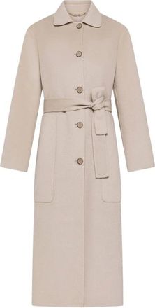 Seventy Jassen, Dames, Beige, 2Xs, Cashmiermix mantel met ceintuur
