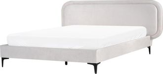 Beliani Bed Velvet SUZETTE 160 x 200 cm (EU King Size) Light Grey