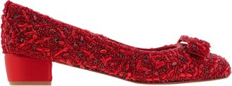 Ferragamo Ferragamo Vara Embellished Ballet Pumps, Size 7 C
