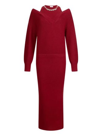 Liu Jo Verfraaide gebreide jurk met V-hals - Rood