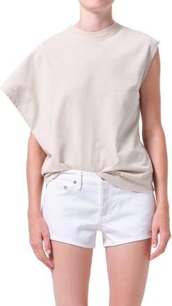 A Gold E Corrine Asymmetric Tee in Rice Grass Beige at Nordstrom, Size X-Small