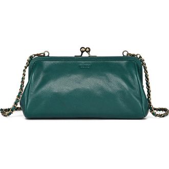 OLD TREND Iris Genuine Leather Vintage Frame Crossbody Bag in Teal at Nordstrom