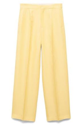 Mango Straight Leg Suit Trousers in Yellow at Nordstrom Rack, Size 8