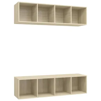 Berkfield Home Wall-mounted TV Cabinets 2 pcs Sonoma Oak Engineered Wood in Light Brown