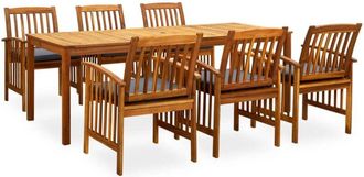 vidaXL Set Comedor De Jard&iacute;n 7 Pzas Y Cojines Madera Maciza De Acacia Vidaxl