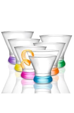 JoyJolt Hue Colored Stemless Martini Glass - Set of 6 in Multi at Nordstrom Rack