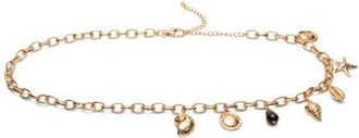 Mango Beaded Chain Belt in Gold at Nordstrom, Size Medium