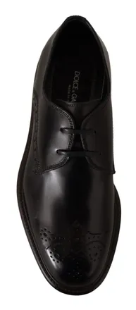 Dolce & Gabbana Mens Black Leather Dress Formal Derby Shoes Calfskin