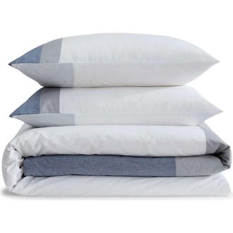 Calvin Klein Chambray Handkerchief Duvet Cover & Shams Set in Light /Medium Blue at Nordstrom, Size King