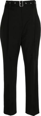 Proenza Schouler Cropped Suiting Carrot Leg Broeken - Dames - Straight fit broeken - Zwart - S - Katoen - Broeken