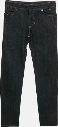 Roberto Cavalli Navy Blue Denim Embroidered Straight Leg Jeans S Waist