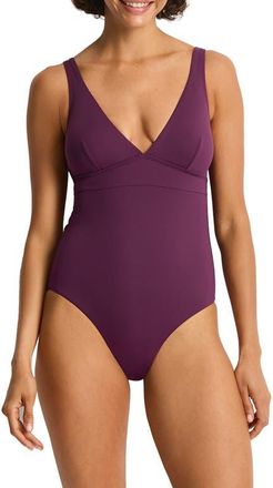 Sea Level Australia Longline Tie Back One-Piece Swimsuit in Claret at Nordstrom, Size 10