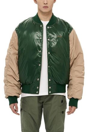 AlphaStyle Hamden Mens Reversible Down Varsity Jacket in Green at Nordstrom, Size Xx-Large