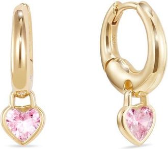 Dean Davidson Cherie Heart Charm Huggie Hoop Earrings in Pink at Nordstrom