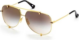 Dita Eyewear Talon Grey to Clear Gradient with Gold Flash Pilot Unisex Sunglasses 23007D 18K 62