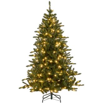 HOMCOM 6ft Artificial Christmas Tree with Warm White LED Light - Metal Base | TJ Hughes