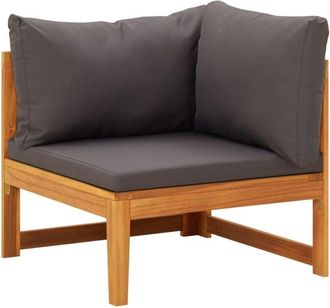 vidaXL Divano Angolare con Cuscini Grigio Scuro in Massello di Acacia - Vidaxl