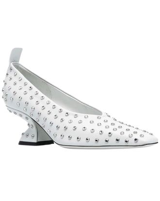 Ferragamo Rhinestone F-Heel Leather Pump